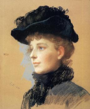 弗蘭尅 杜韋內尅 Portrait of a Woman with Black Hat